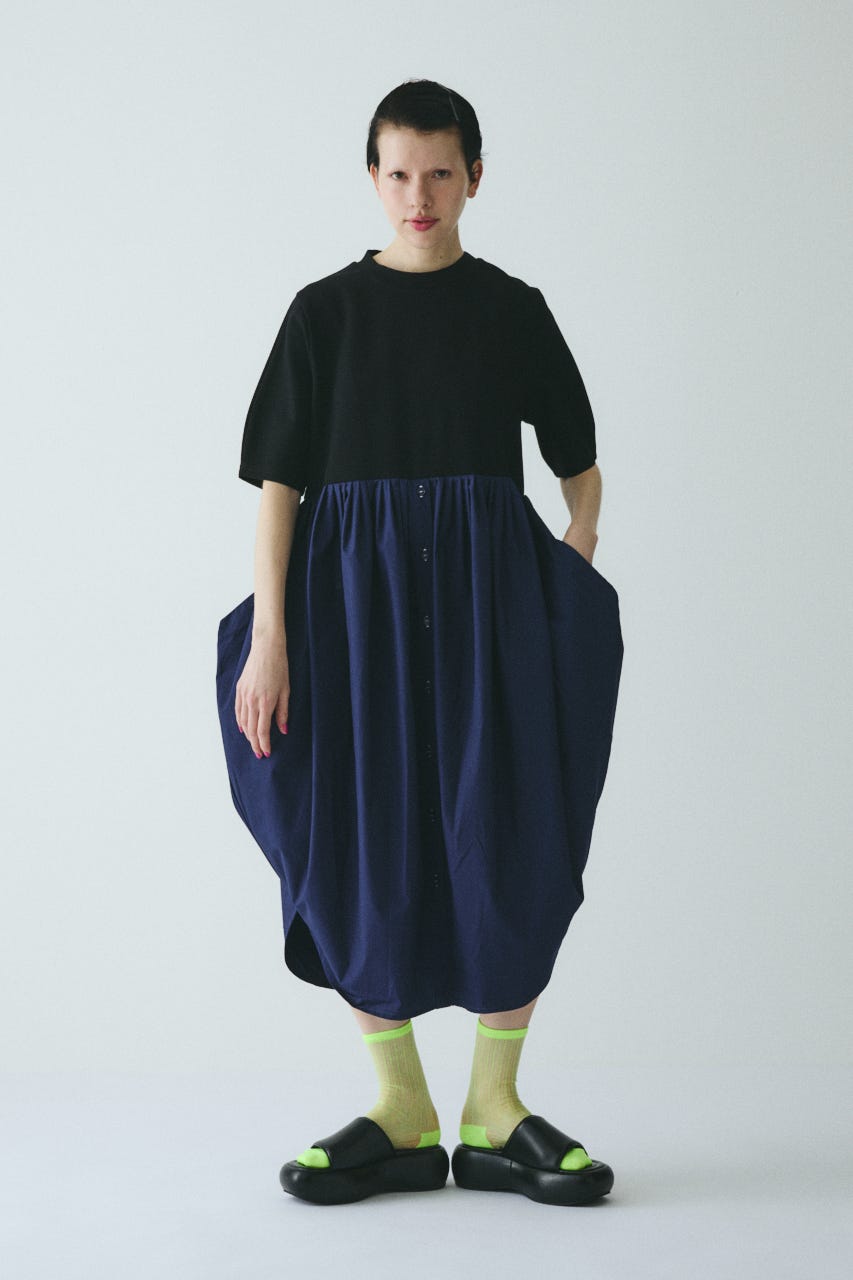 Cut docking shirt dress BLK 38