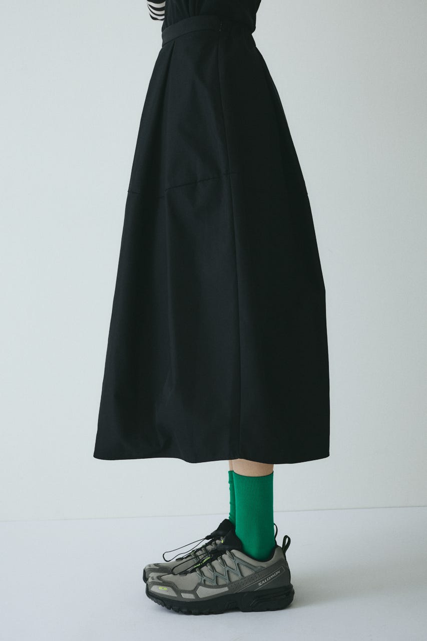 HæRIN.CYE フリル付きロングスカート 黒 HeRIN.CYE | Frill hem skirt (スカート(ロング) ) |SHEL'TTER