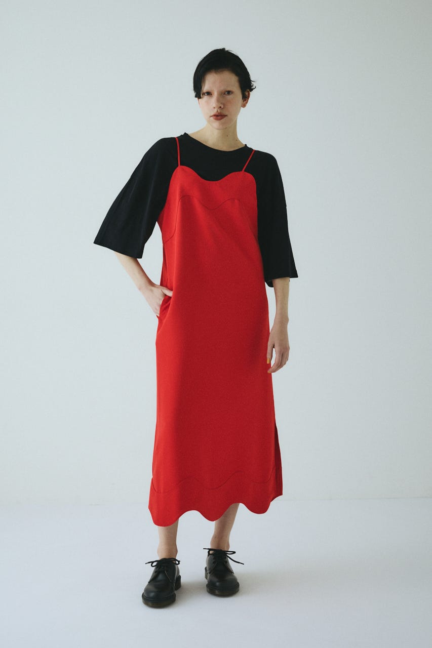 チェティアスクエアネックバックトイムミディワンピース HeRIN.CYE | Wave pencil cami one piece (ワンピース(ミニ