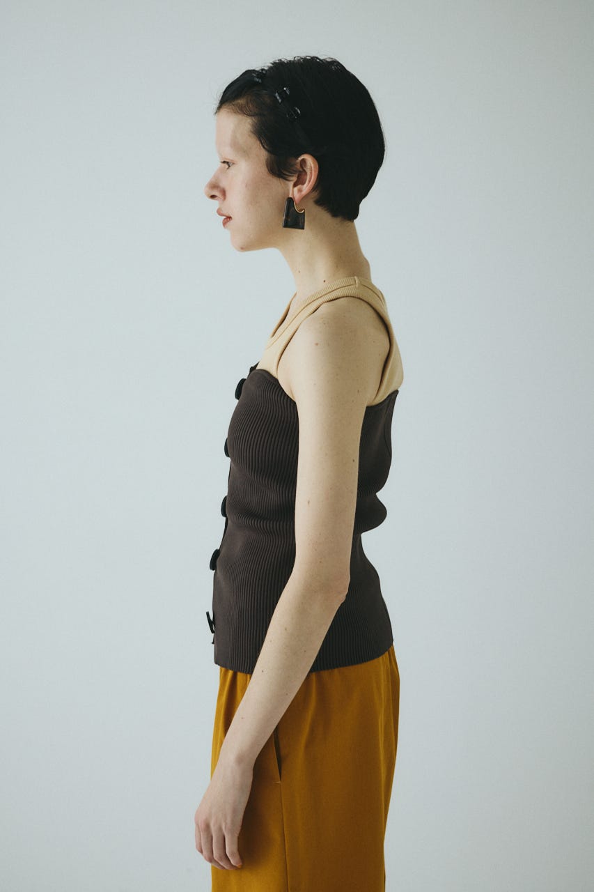 FRONT BUTTON KNIT キャミソール HeRIN.CYE | Front button knit bustier (キャミソール ) |SHEL