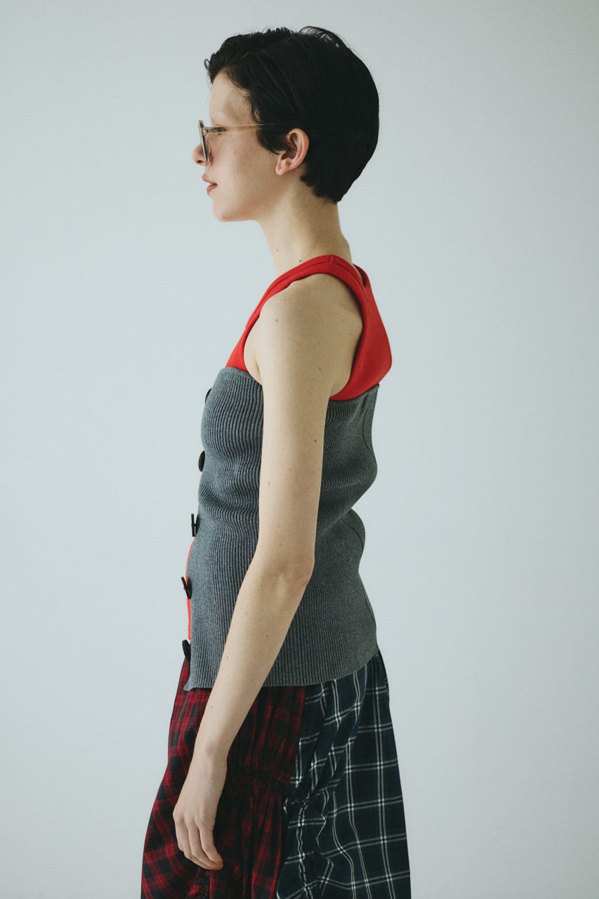 FRONT BUTTON KNIT キャミソール MOUSSY | FRONT BUTTON ニットキャミ (キャミソール ) |SHEL