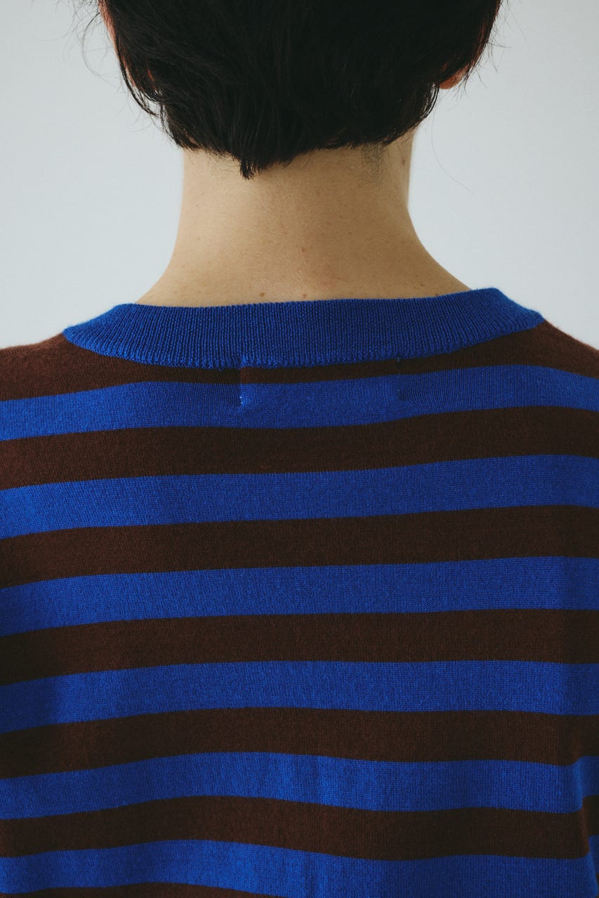 Border knit cardigan 柄BLU FREE