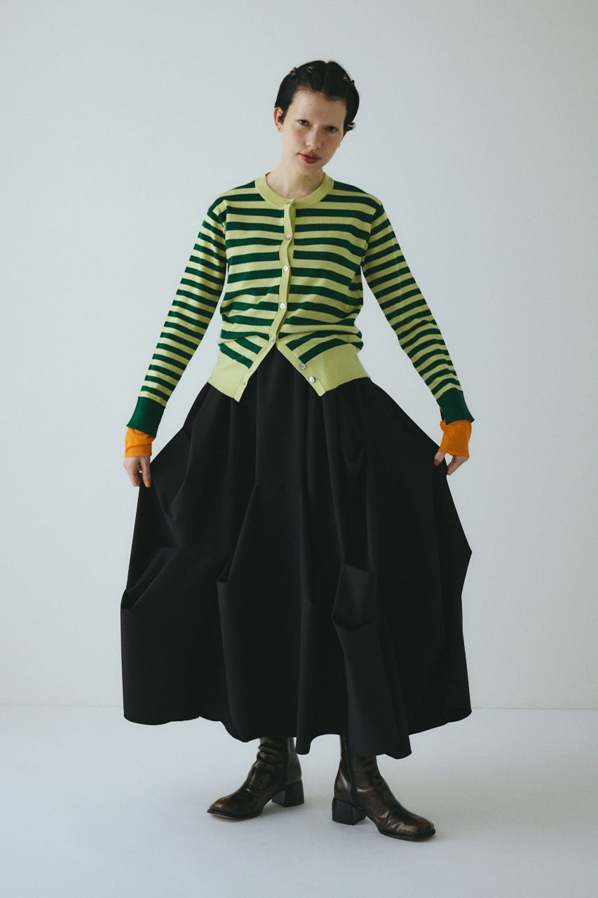 Border knit cardigan 柄GRN FREE