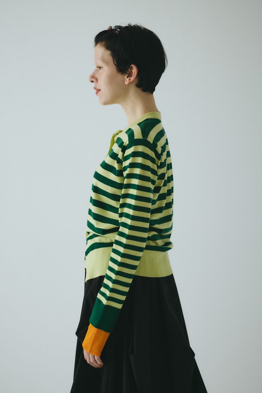 Border knit cardigan 柄GRN FREE