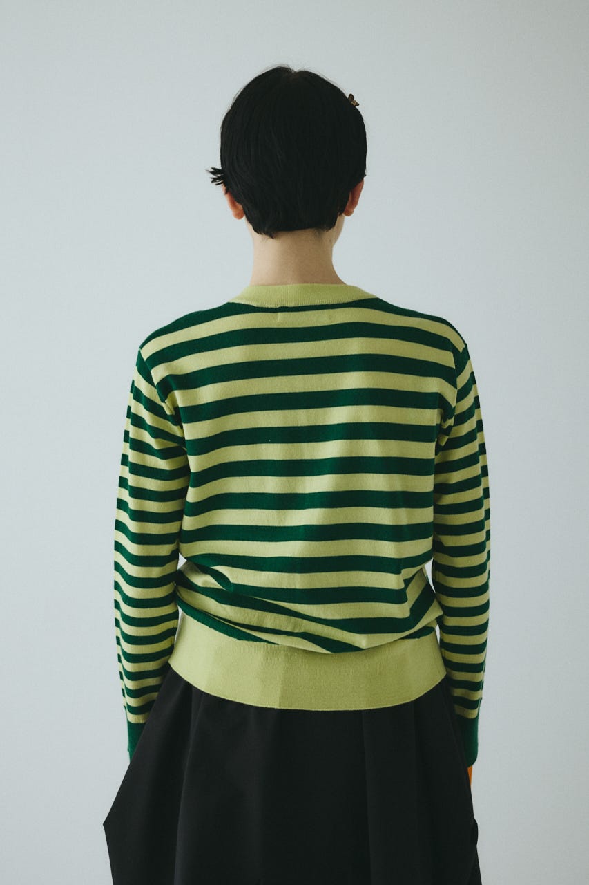 Border knit cardigan 柄GRN FREE