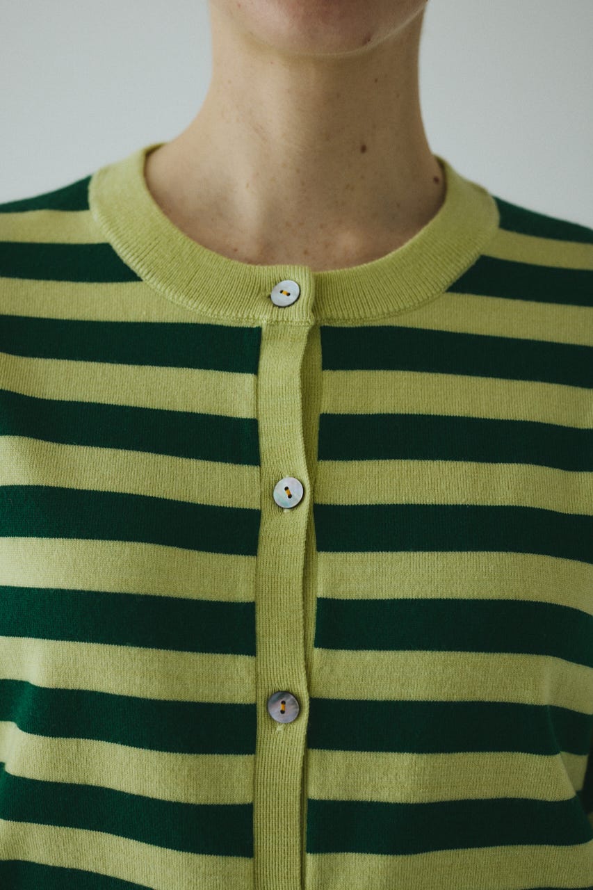 Border knit cardigan 柄GRN FREE