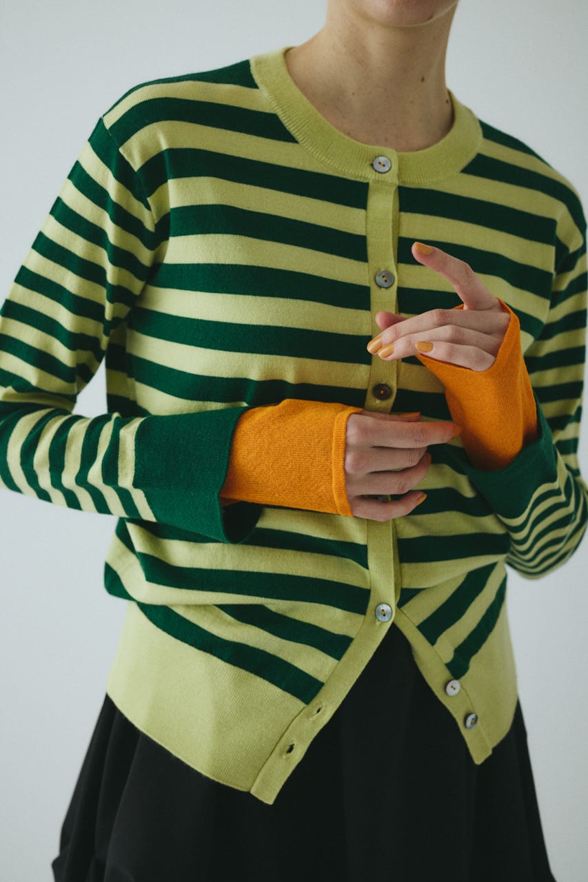 Border knit cardigan 柄GRN FREE