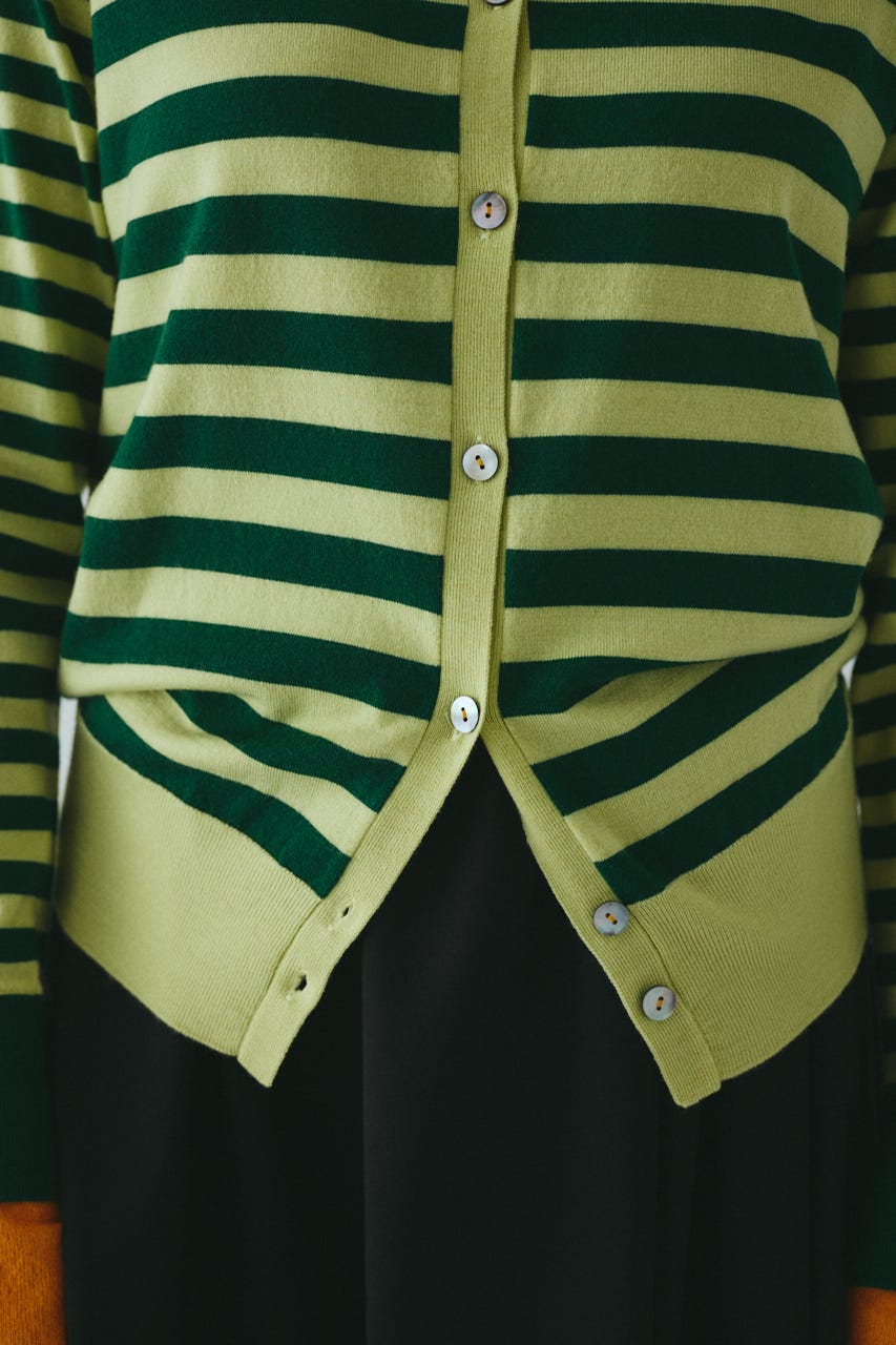 Border knit cardigan 柄GRN FREE