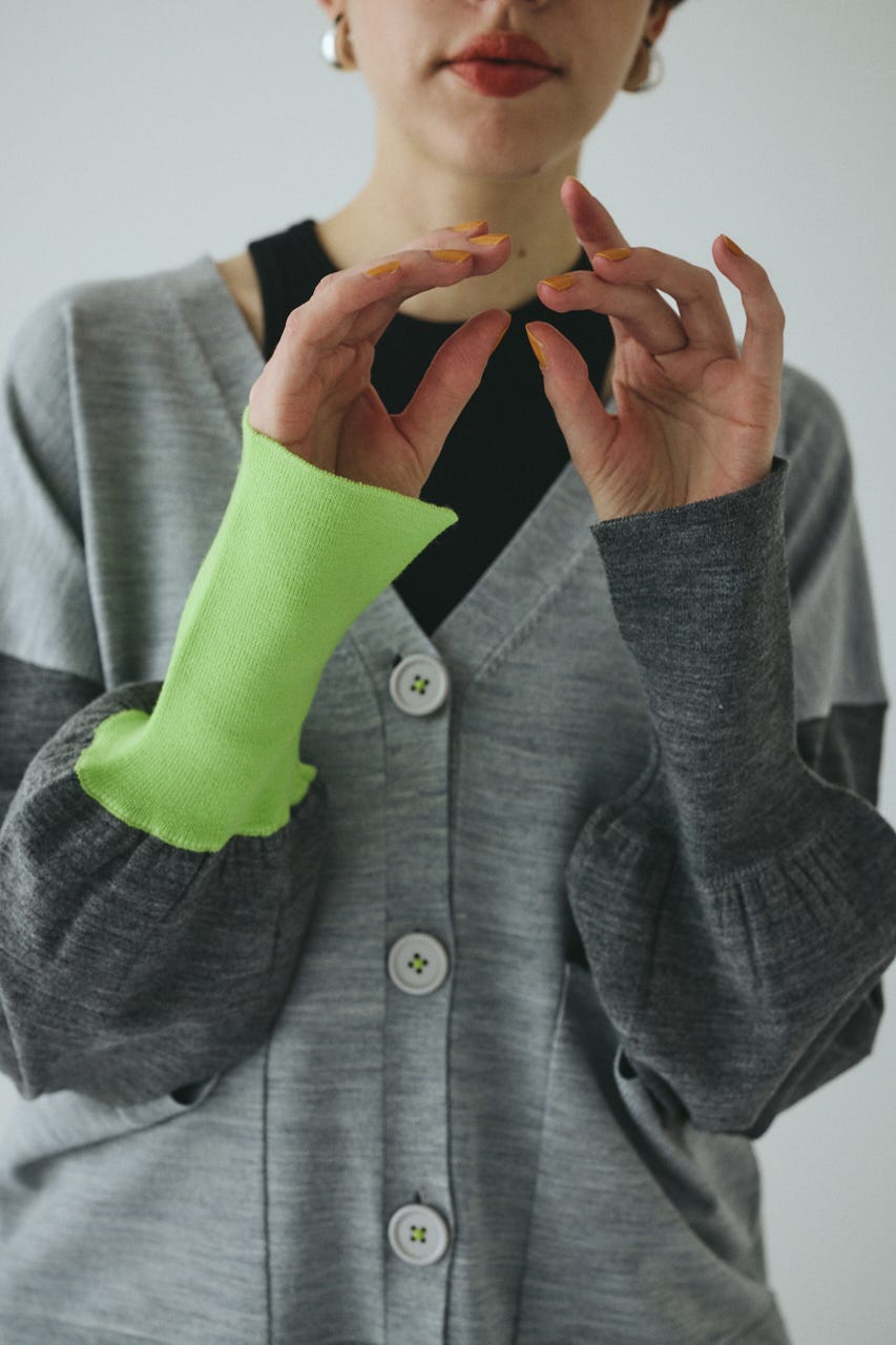 Bicolor knit cardigan 柄GRY FREE