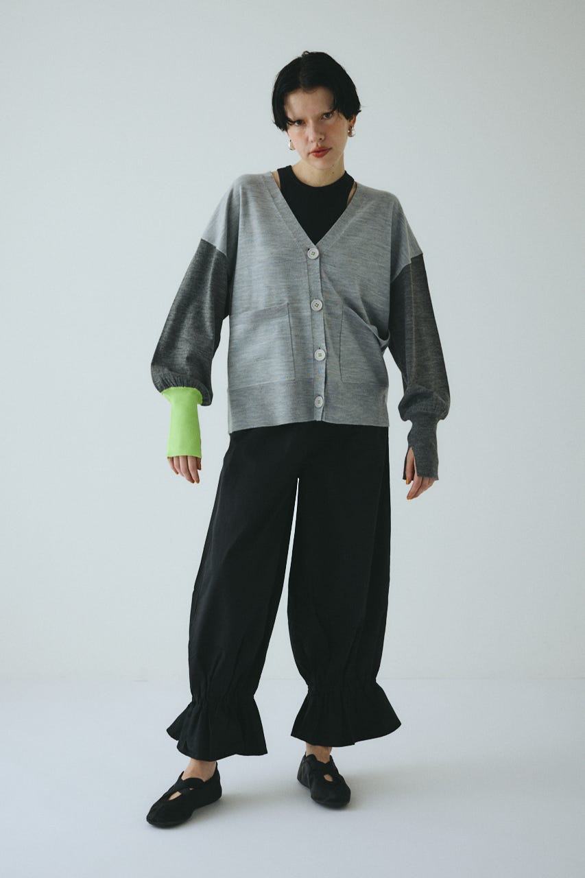 Bicolor knit cardigan 柄GRY FREE