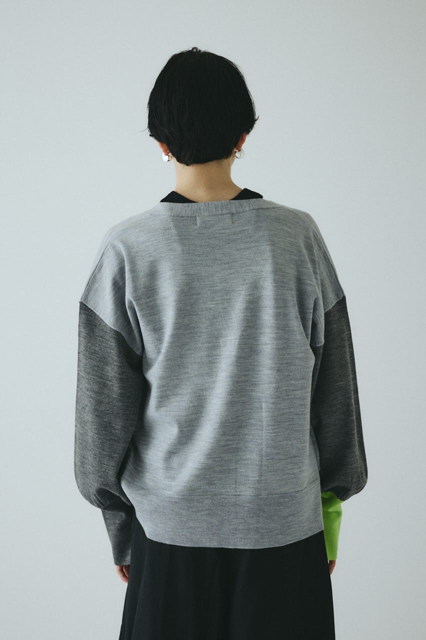Bicolor knit cardigan 柄GRY FREE