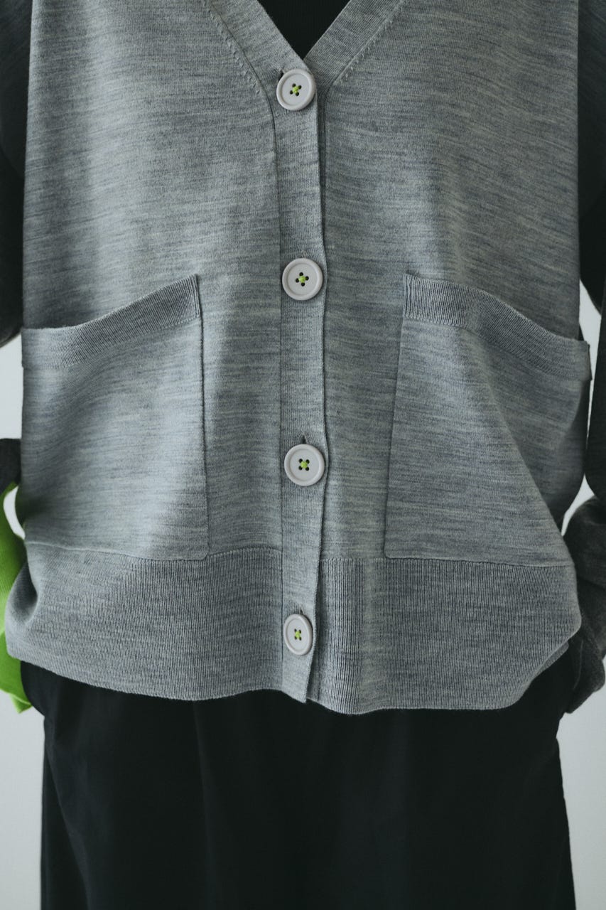 Bicolor knit cardigan 柄GRY FREE