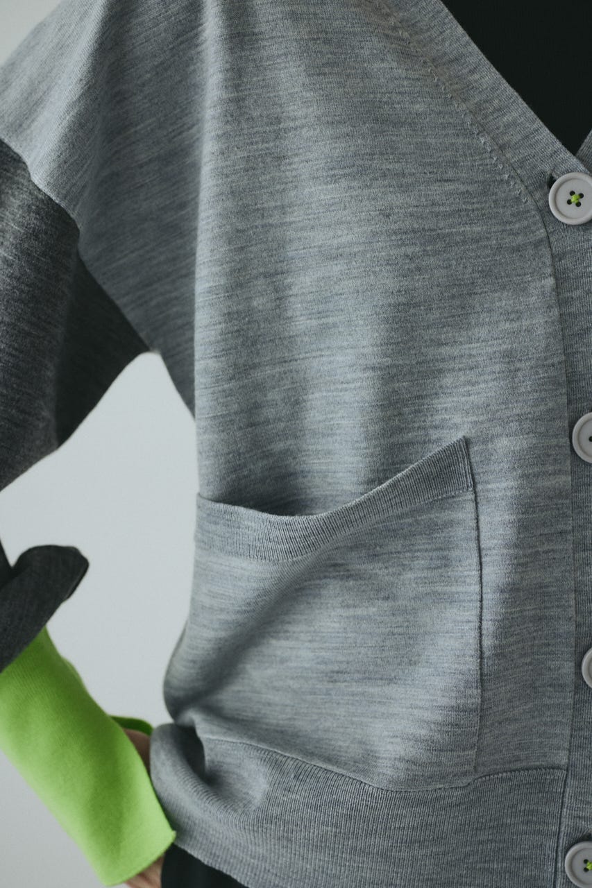 Bicolor knit cardigan 柄GRY FREE