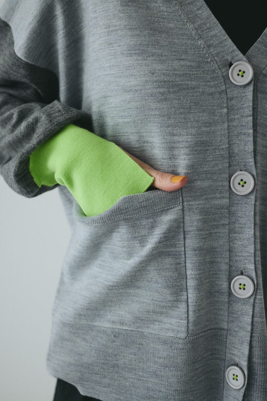 Bicolor knit cardigan 柄GRY FREE