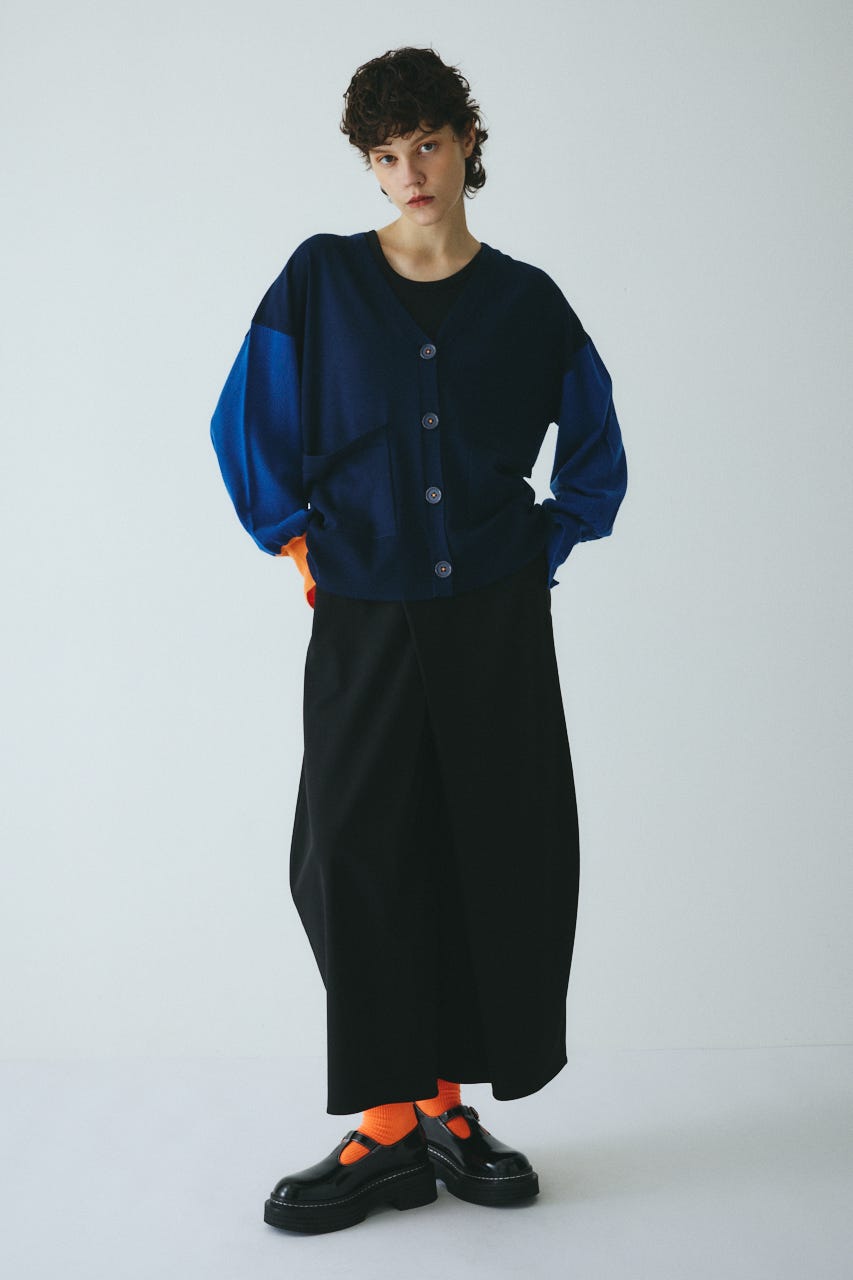 Bicolor knit cardigan 柄NVY FREE