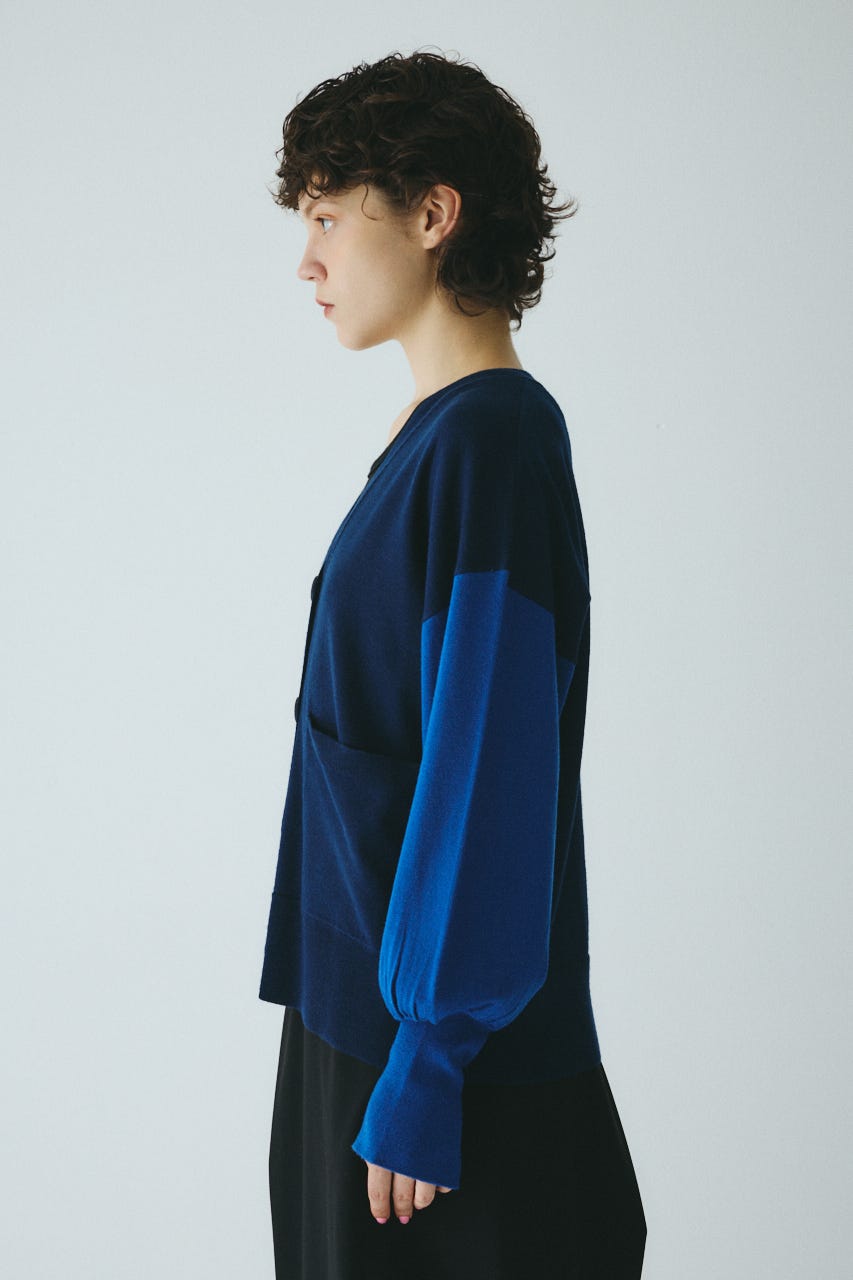 Bicolor knit cardigan 柄NVY FREE