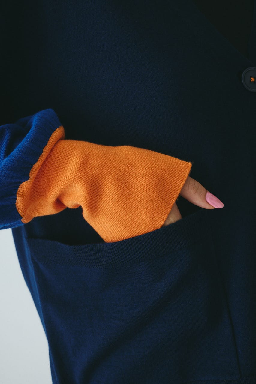 Bicolor knit cardigan 柄NVY FREE