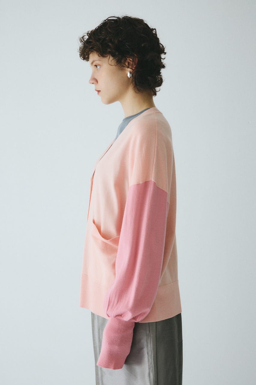 Bicolor knit cardigan 柄PNK FREE