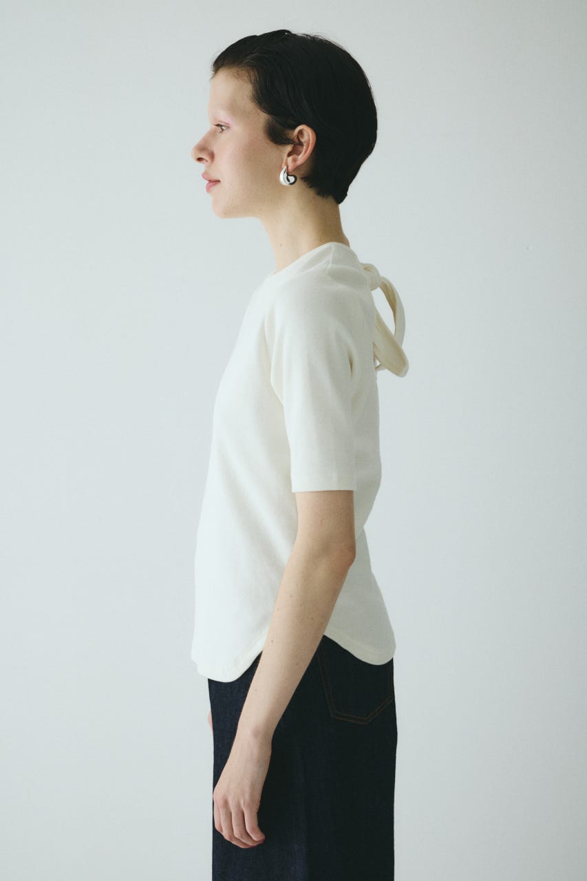 HeRIN.CYE | Back ribbon cut top (Tシャツ・カットソー(半袖