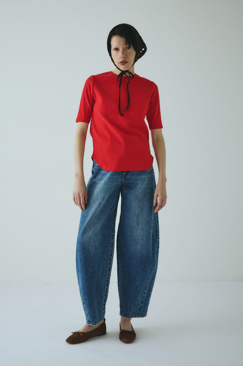 HeRIN.CYE | Back ribbon cut top (Tシャツ・カットソー(半袖