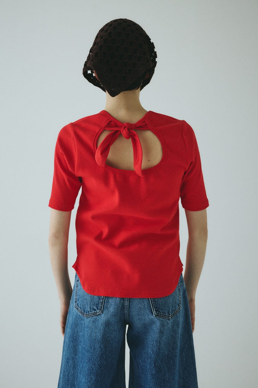 HeRIN.CYE | Back ribbon cut top (Tシャツ・カットソー(半袖