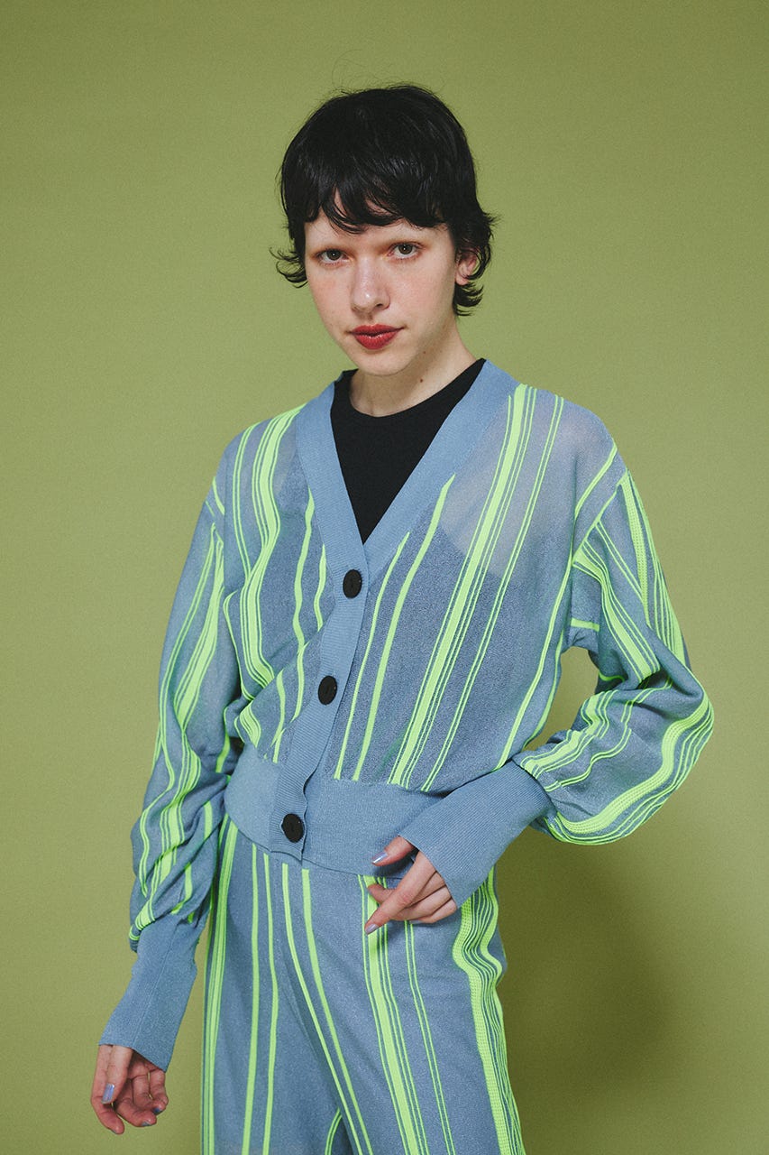 Ramdom patten cardigan LIME FREE