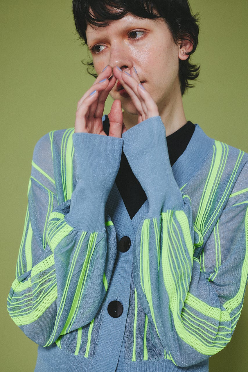 Ramdom patten cardigan LIME FREE