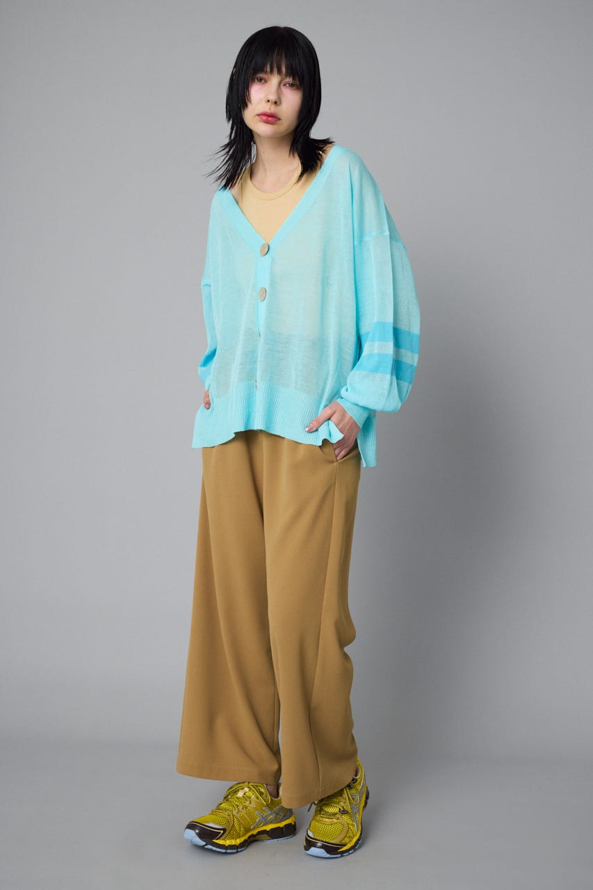 Sheer line cardigan L/BLU FREE