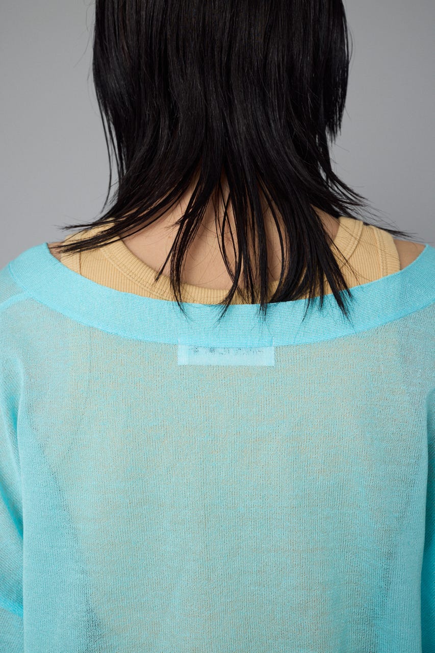 Sheer line cardigan L/BLU FREE