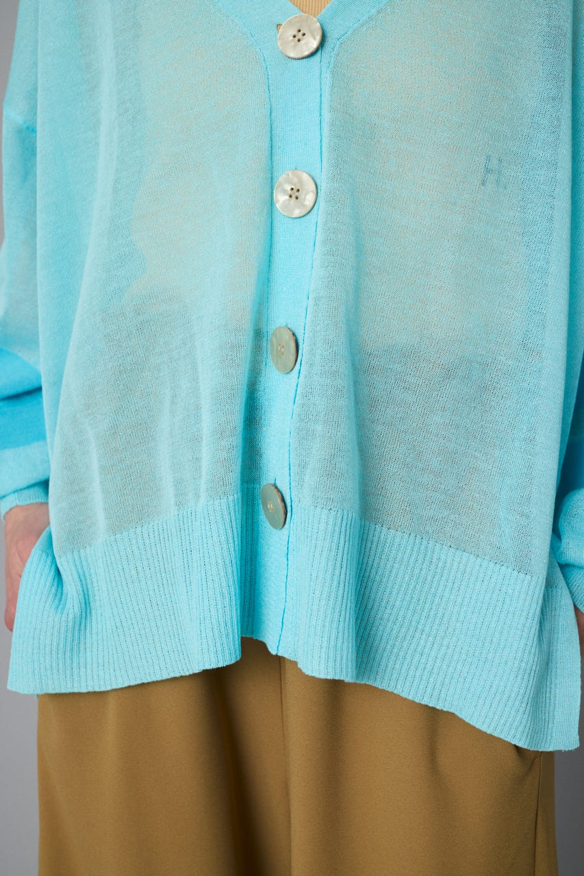 Sheer line cardigan L/BLU FREE