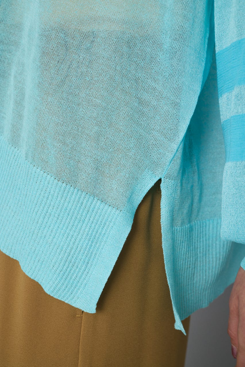 Sheer line cardigan L/BLU FREE