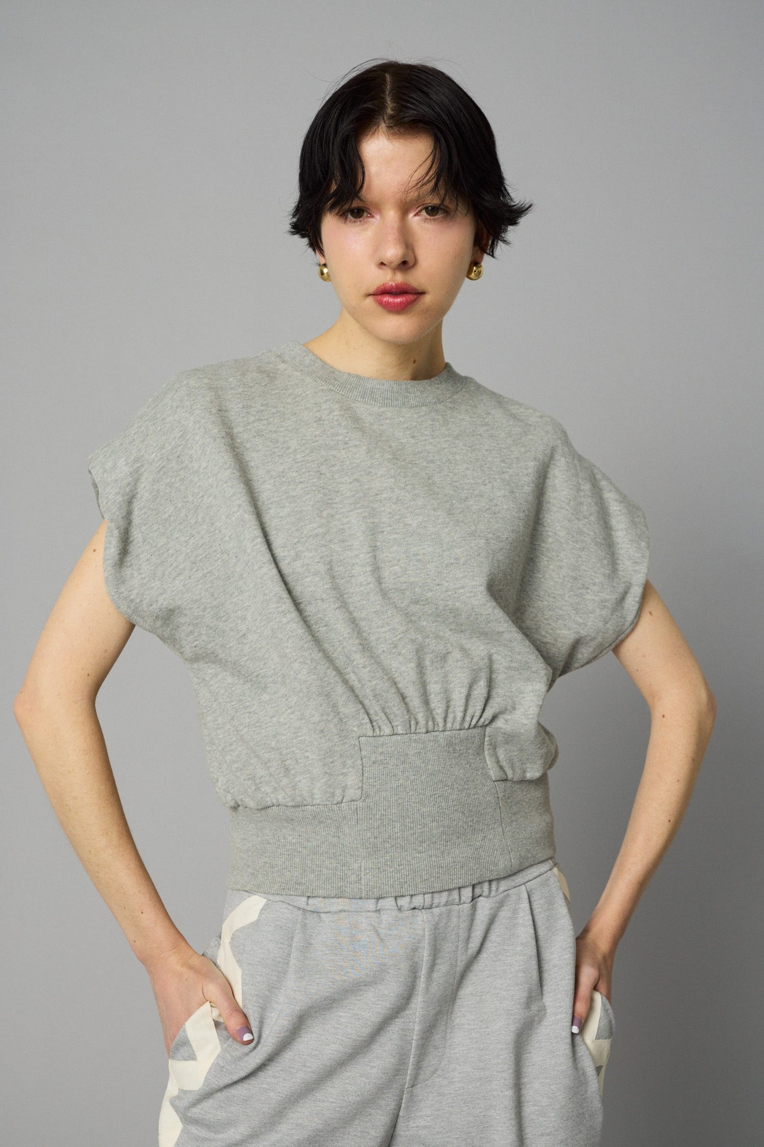 Box cut vest GRY FREE