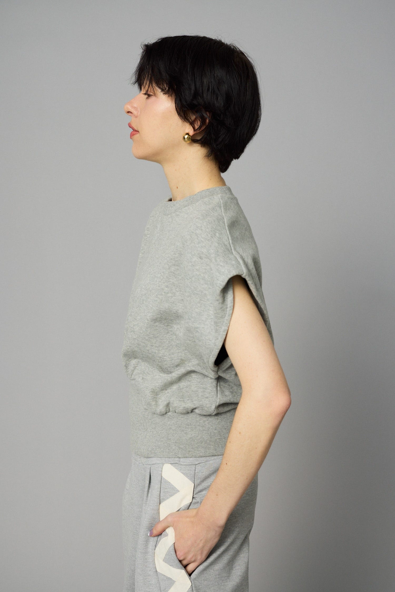 Box cut vest GRY FREE
