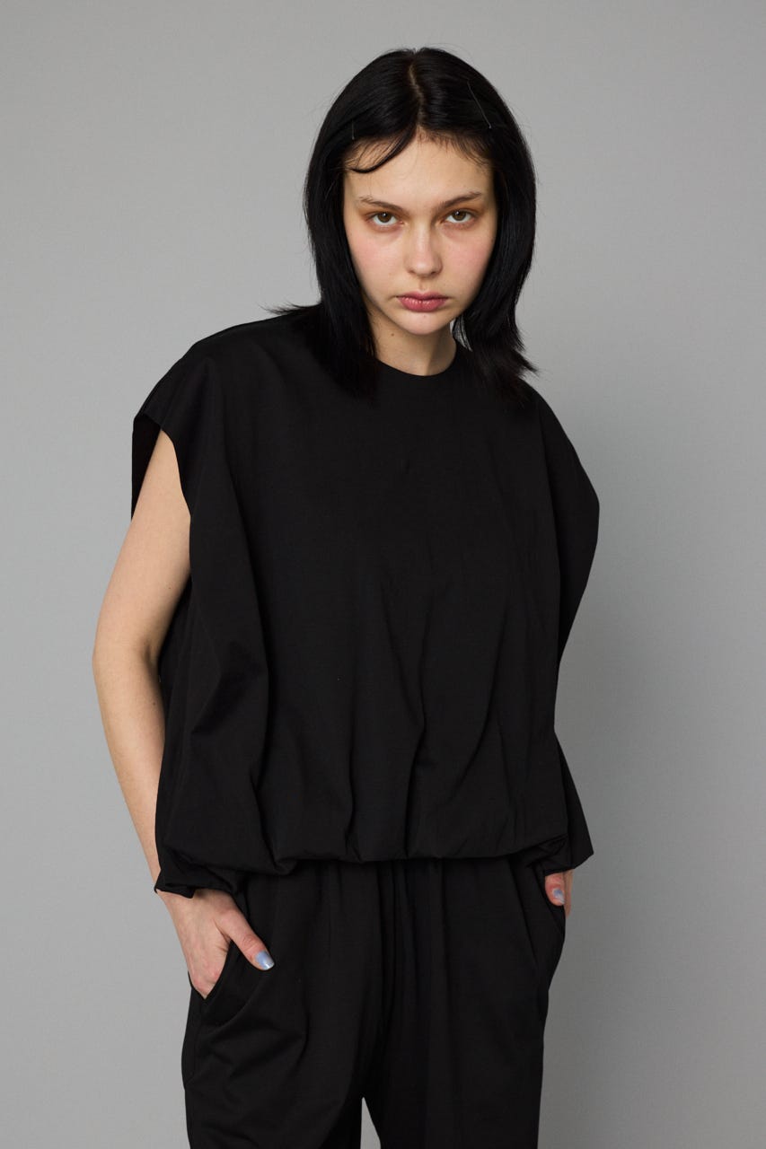Balloon hem cut tops BLK FREE