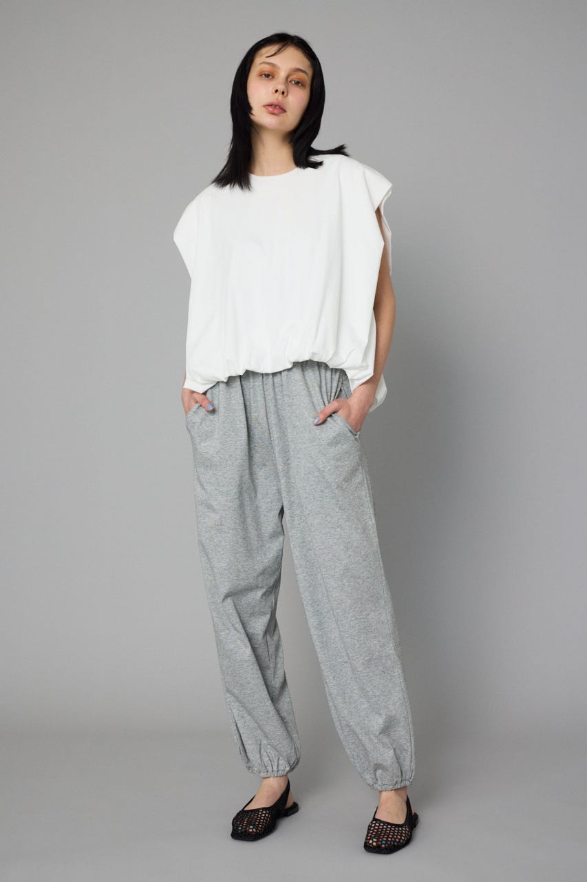 Balloon hem cut tops O/WHT FREE