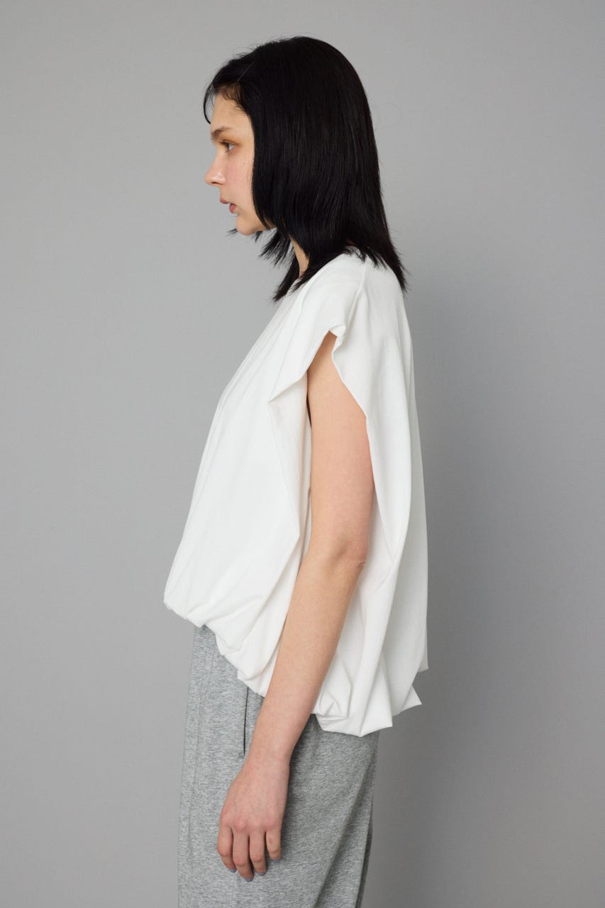 Balloon hem cut tops O/WHT FREE