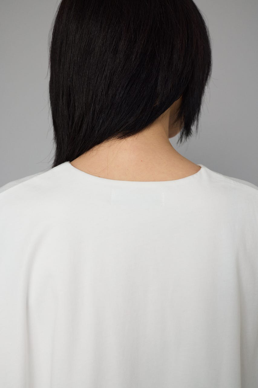 Balloon hem cut tops O/WHT FREE