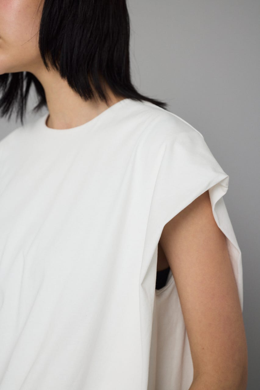 Balloon hem cut tops O/WHT FREE