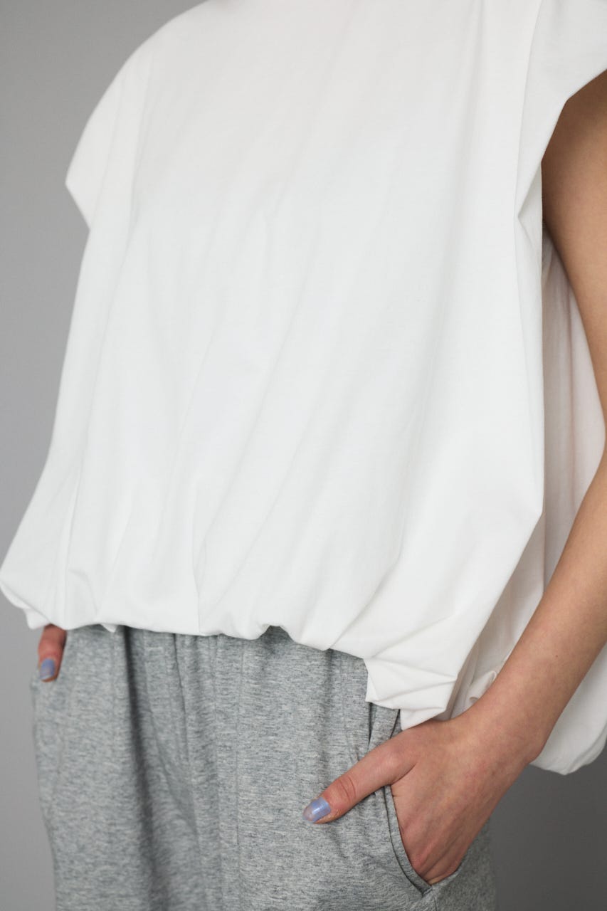 Balloon hem cut tops O/WHT FREE
