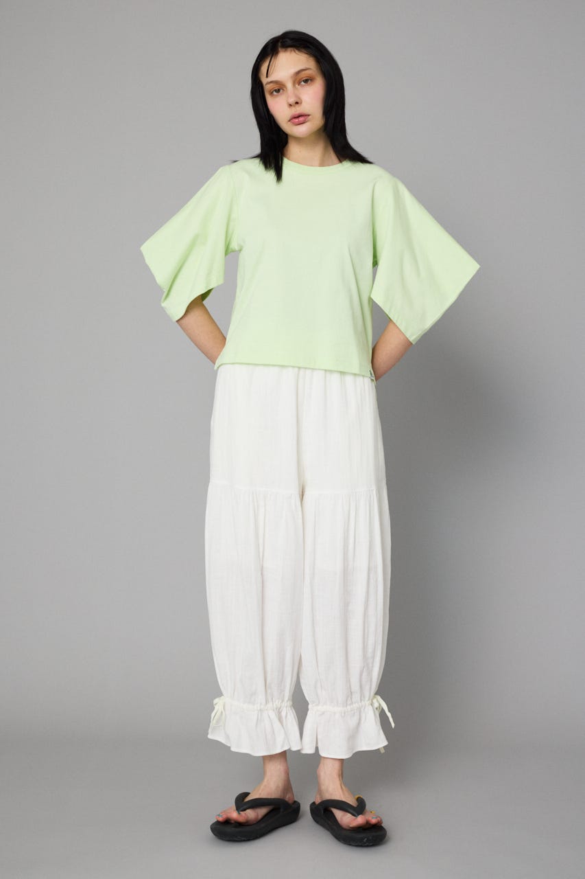 Tuck sleeve cut tops L/GRN FREE