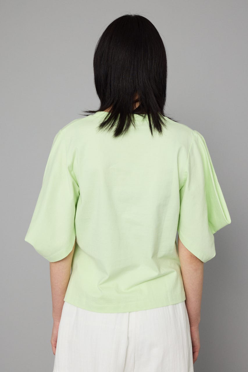 Tuck sleeve cut tops L/GRN FREE