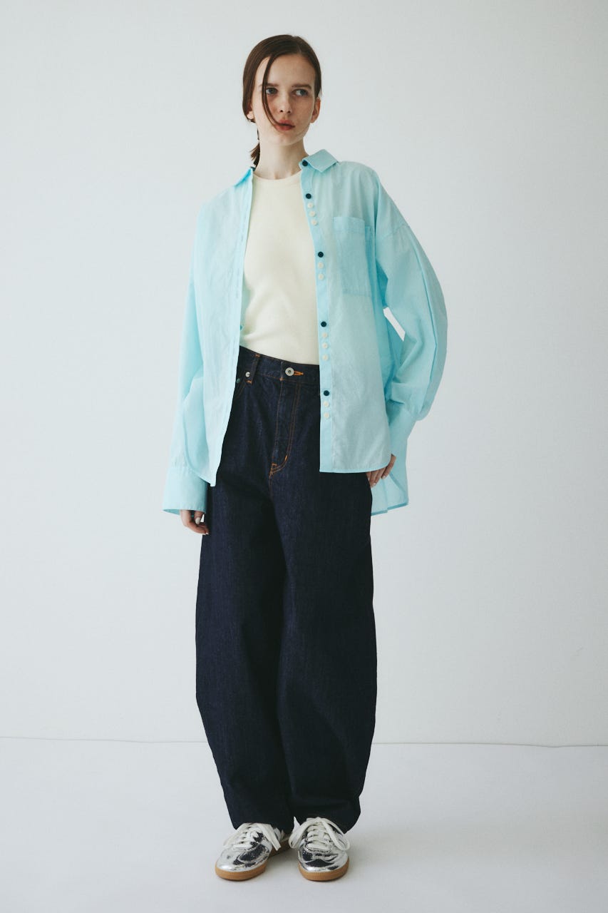 ［予約］Round cut loose shirts L/BLU FREE