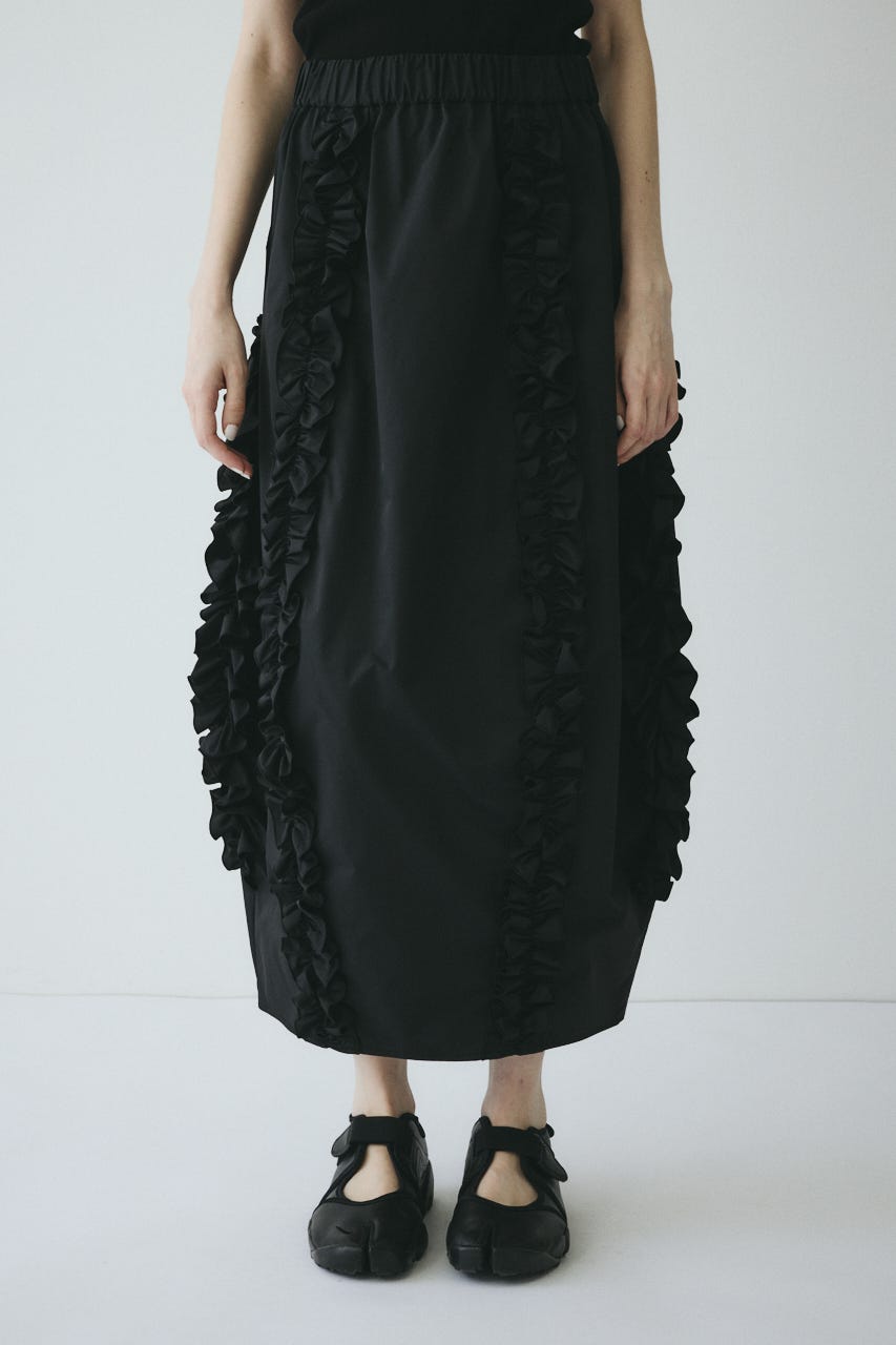 【ポイントアップ+4％対象商品】［予約］Frill cocoon skirt BLK FREE