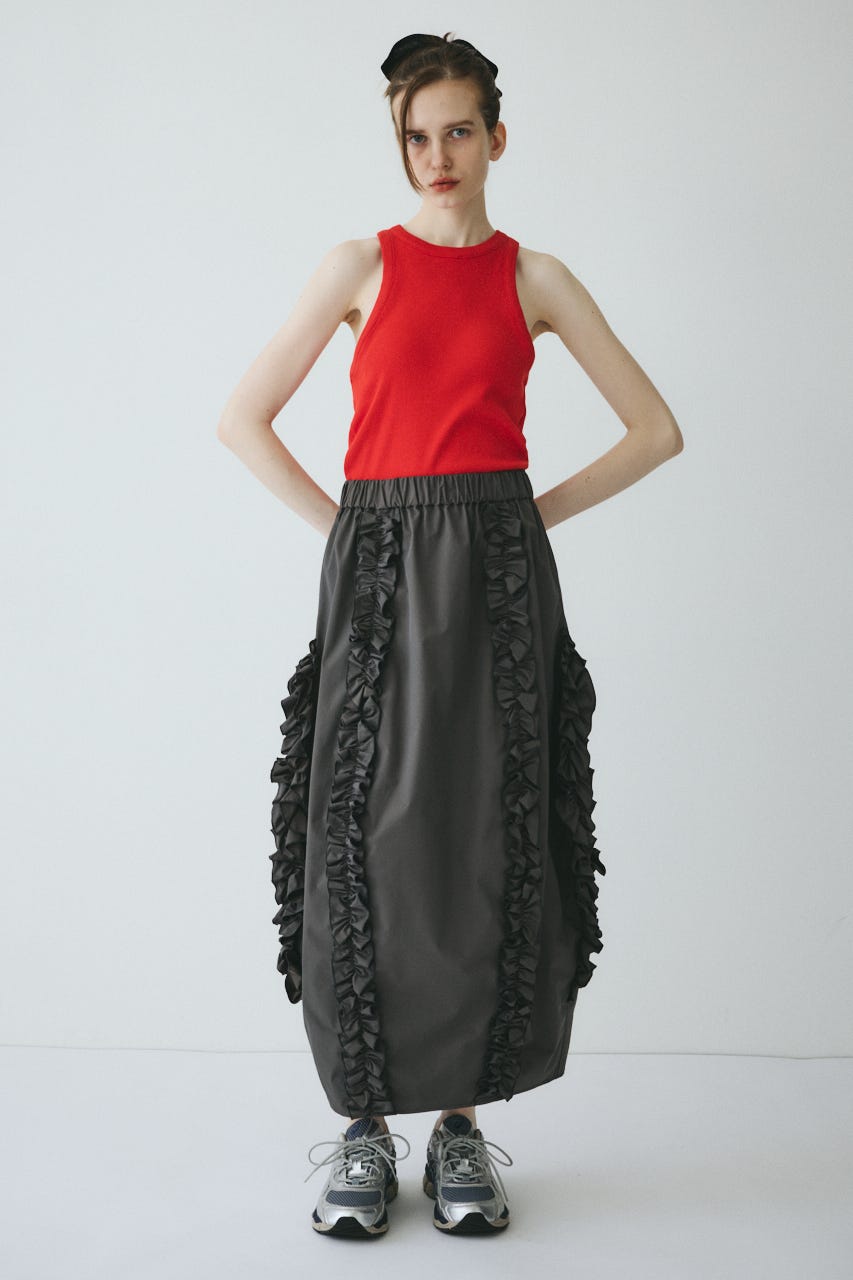 【ポイントアップ+4％対象商品】［予約］Frill cocoon skirt GRY FREE