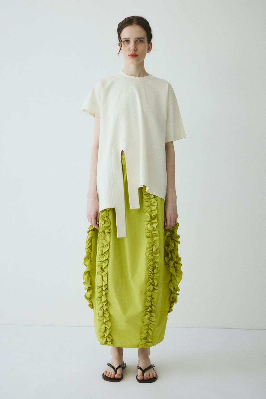 【ポイントアップ+4％対象商品】［予約］Frill cocoon skirt LIME FREE