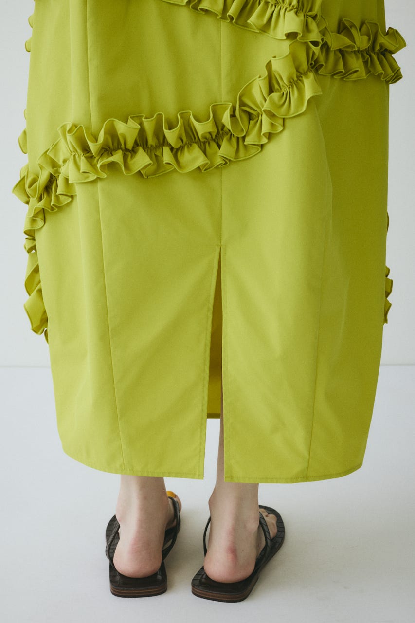 【ポイントアップ+4％対象商品】［予約］Frill cocoon skirt LIME FREE