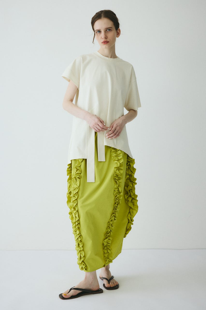 【ポイントアップ+4％対象商品】［予約］Frill cocoon skirt LIME FREE