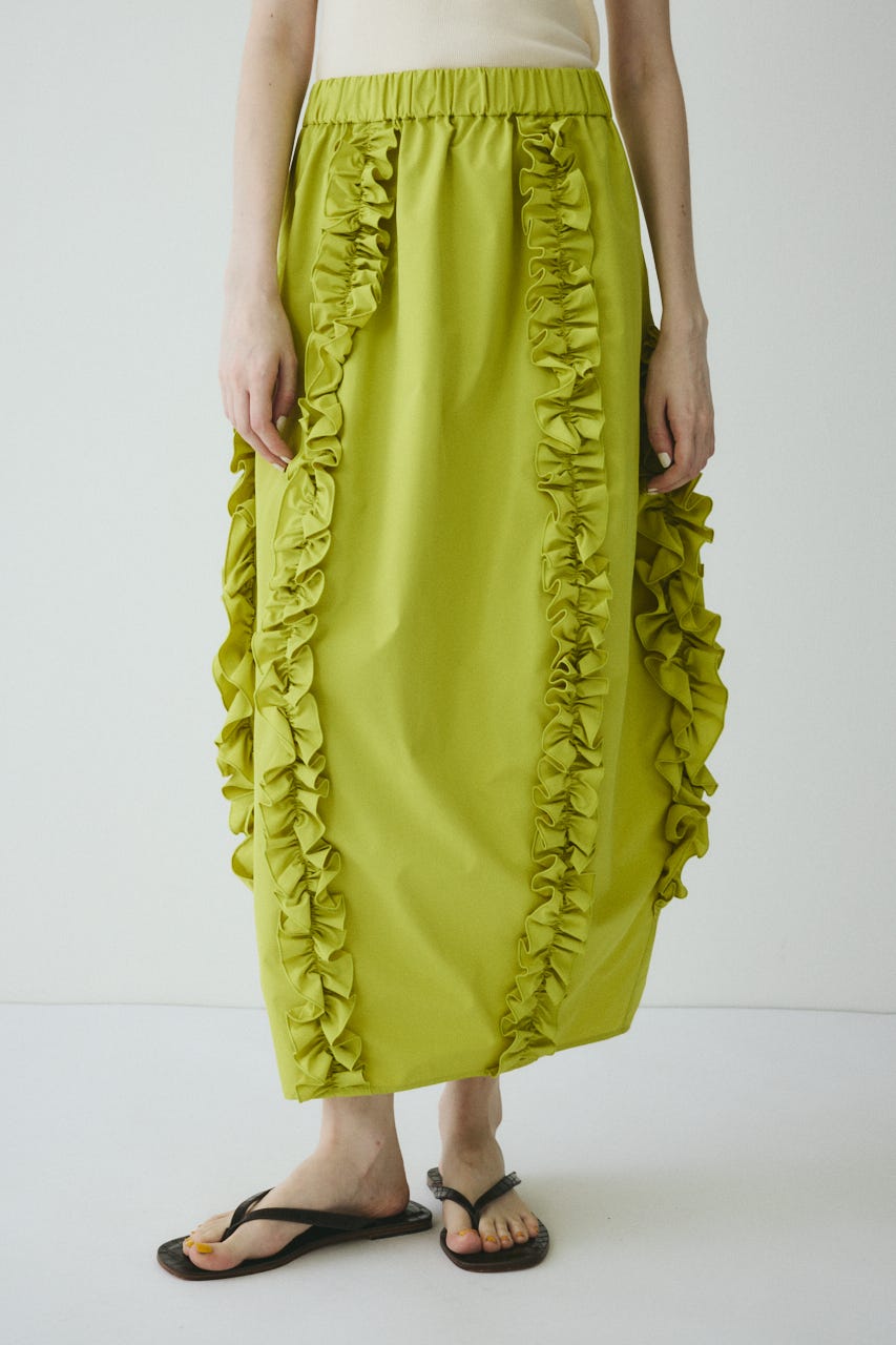 【ポイントアップ+4％対象商品】［予約］Frill cocoon skirt LIME FREE