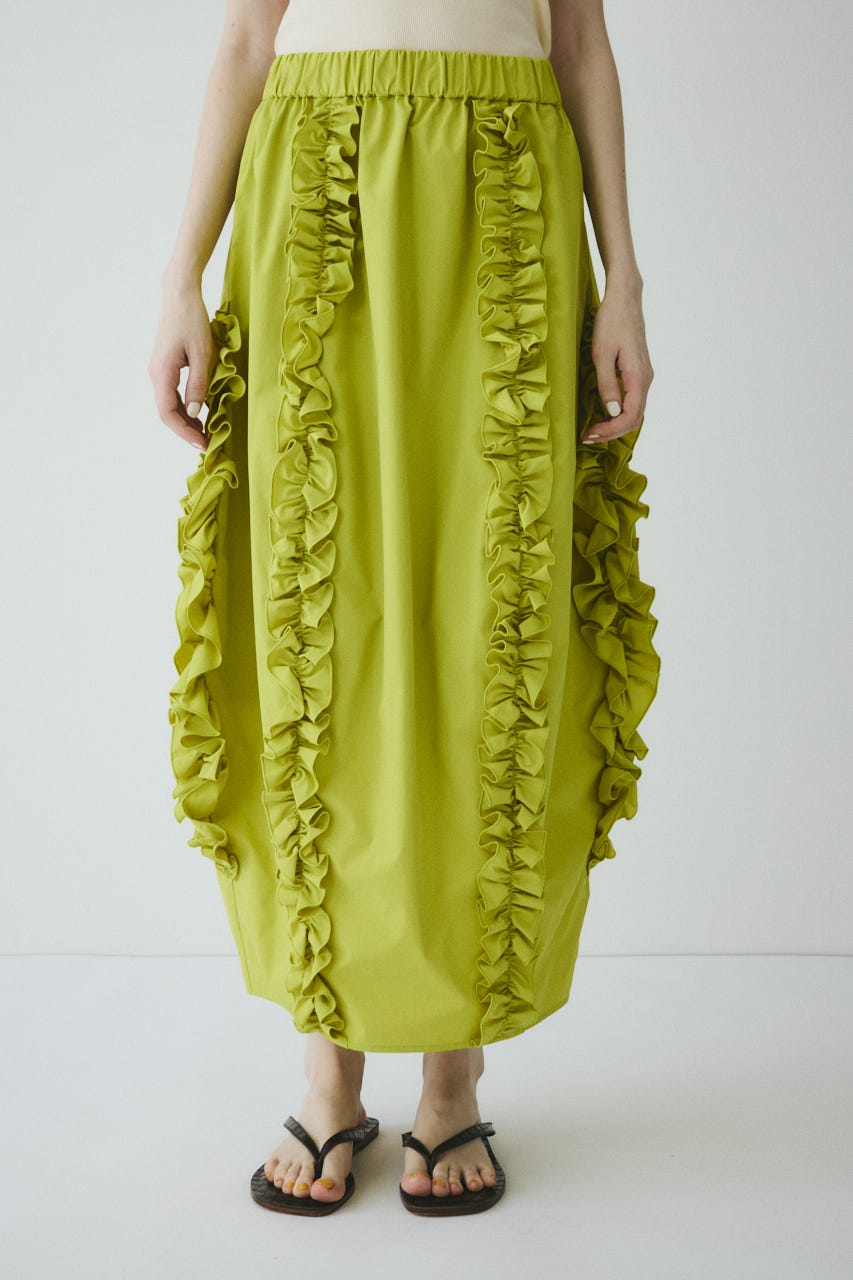 【ポイントアップ+4％対象商品】［予約］Frill cocoon skirt LIME FREE