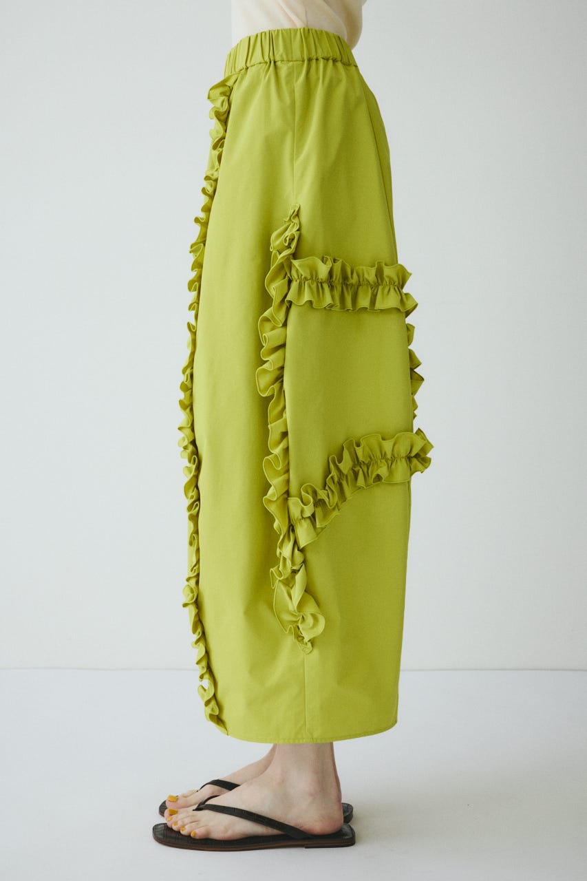 【ポイントアップ+4％対象商品】［予約］Frill cocoon skirt LIME FREE